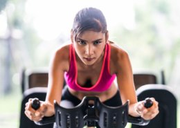 girl exercising on bike