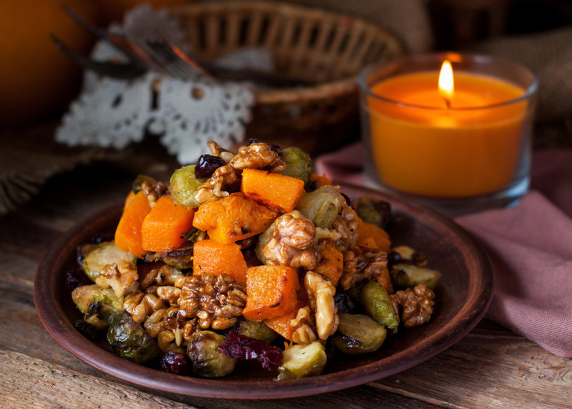 Roasted Brussel Sprouts with Butternut Squash and Walnuts