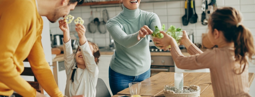 family eating healthy together