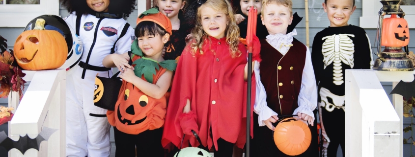 little children in halloween costumes